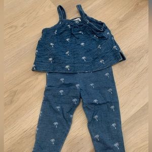 Splendid denim look palm tree leggings and tank set